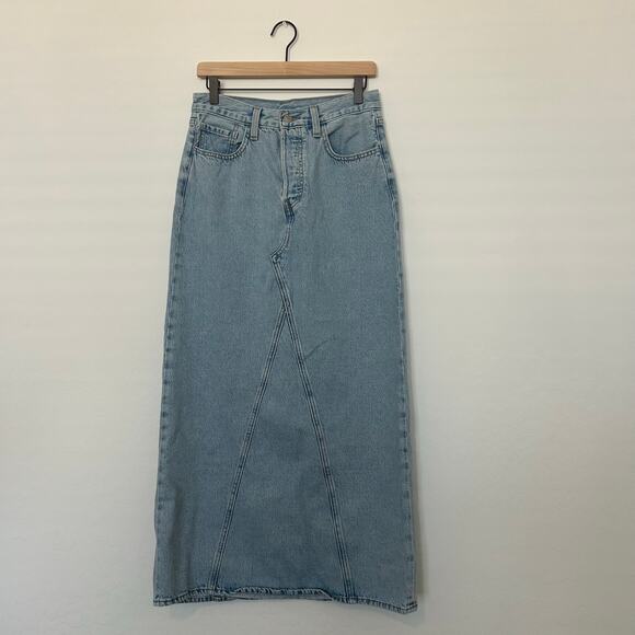 NWOT Levi’s Sample Piece ICONIC LONG SKIRT Medium Wash Maxi denim skirt size 27 - Picture 4 of 10